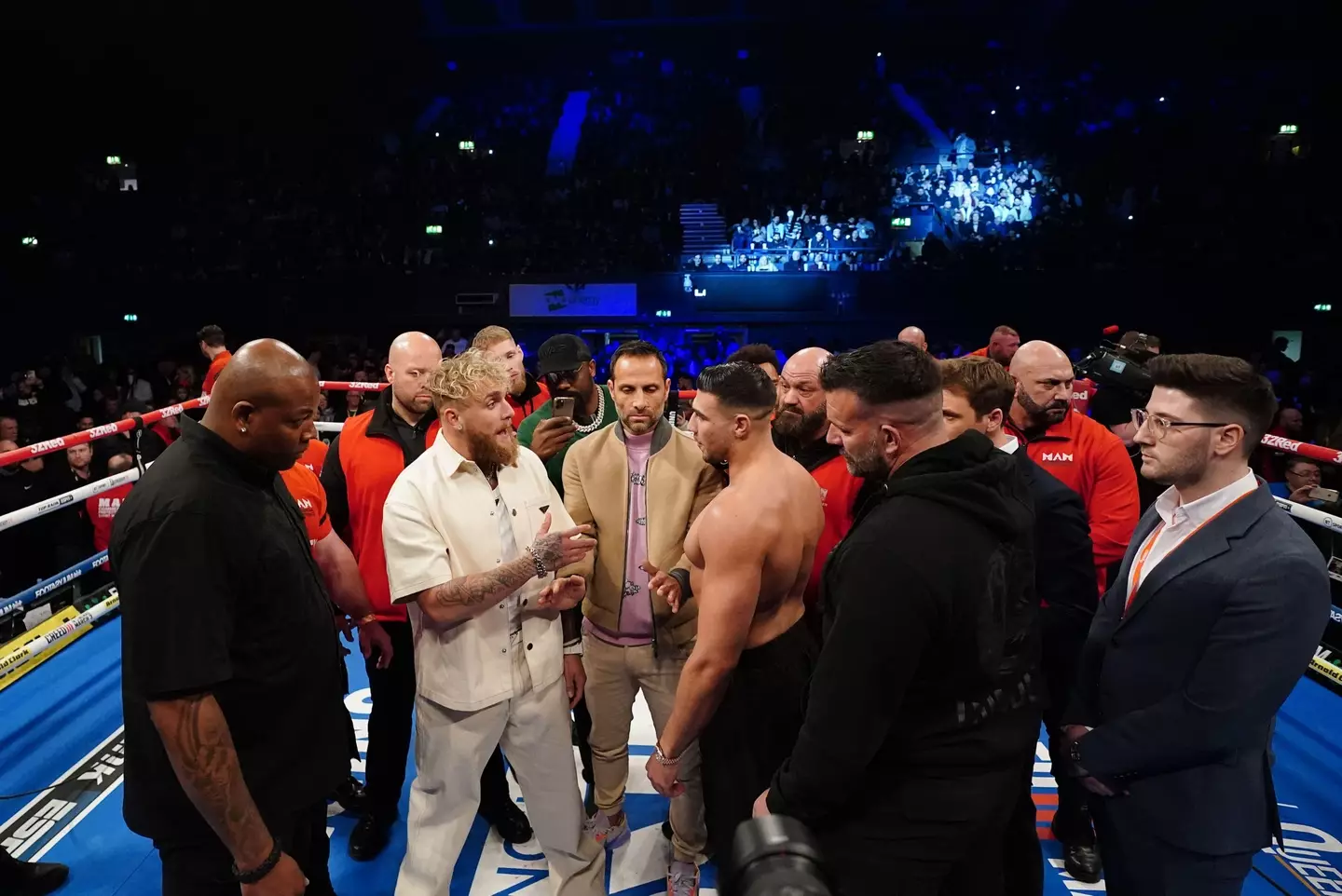 Jake Paul and Tommy Fury face-off. Image: Alamy