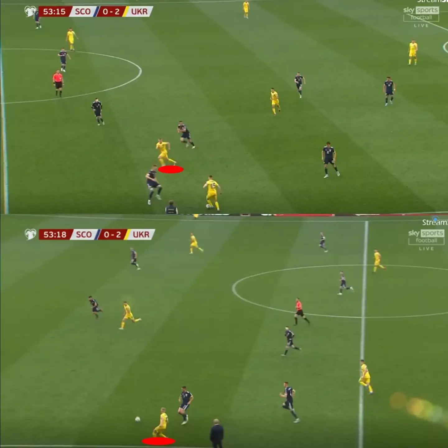 Zinchenko combines with Tsigankov, before finding Yaremchuk.