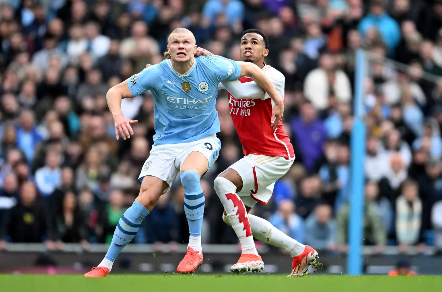 Erling Haaland in action against Arsenal. Image: Getty
