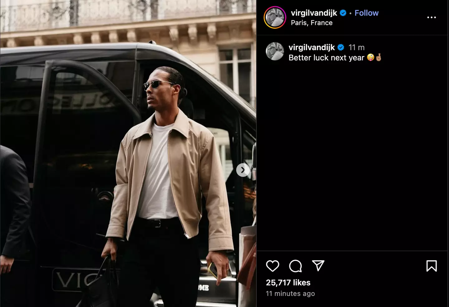 Image: Instagram/Virgil van Dijk