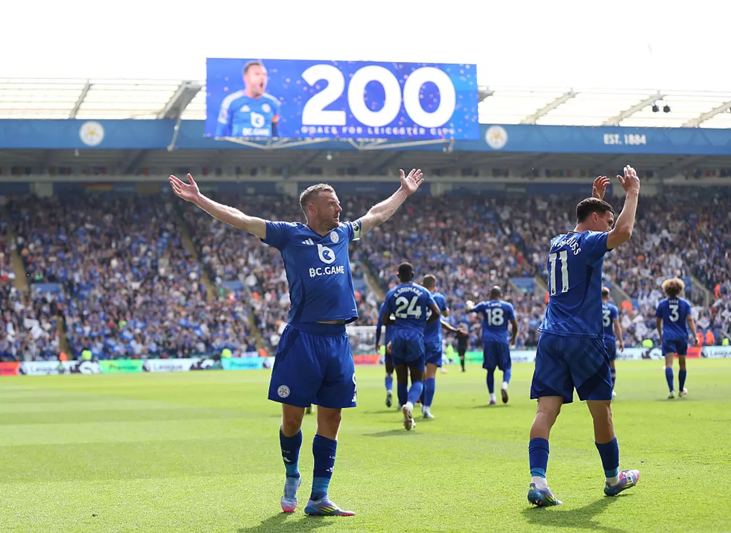 Jamie Vardy scored his 200th goal in his last appearance for Leicester City. (Image: Getty)