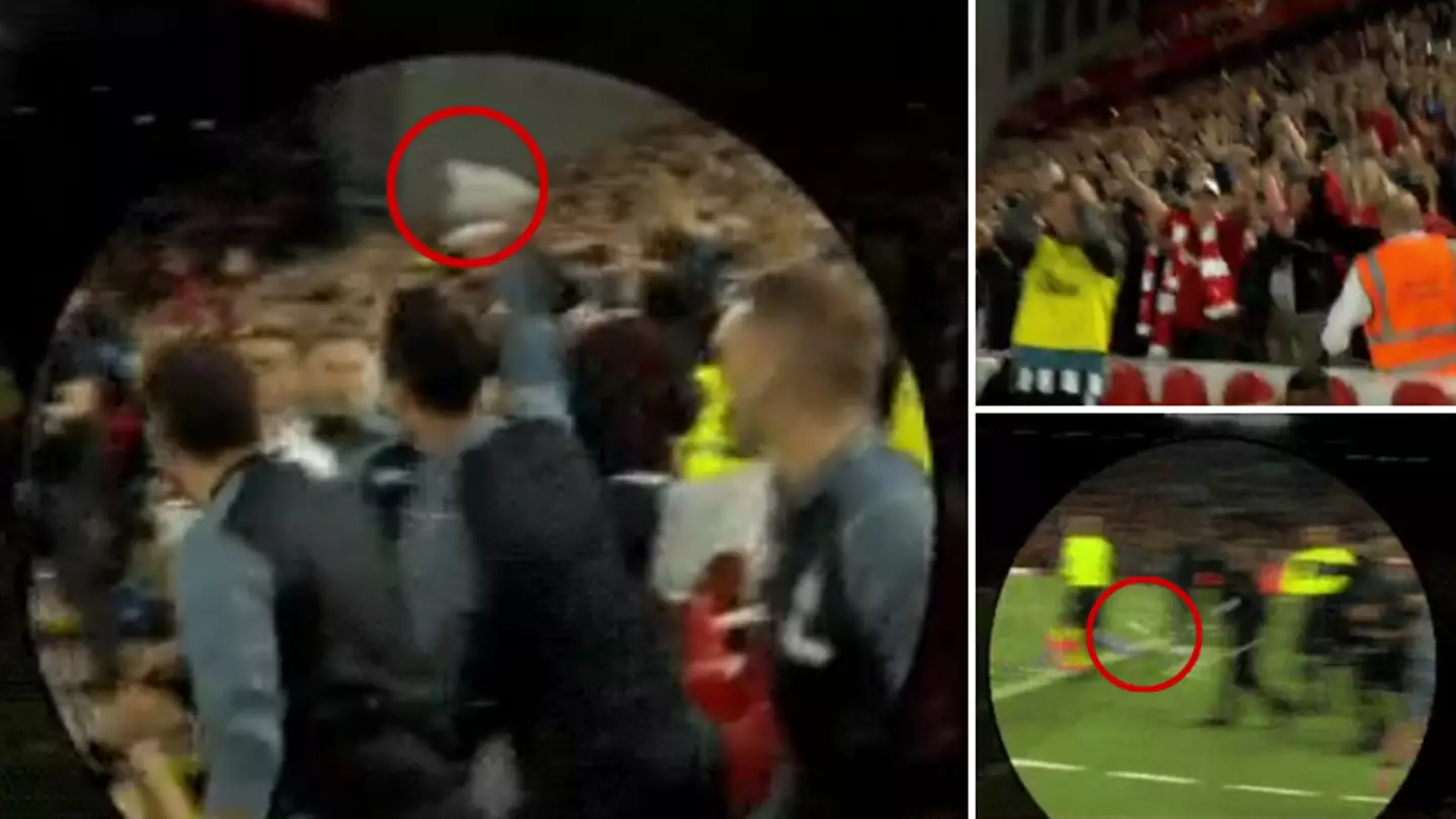 Newcastle United staff appear to throw objects towards Liverpool bench
