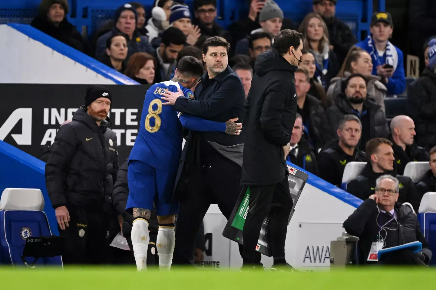 Enzo Fernandez taken off by Mauricio Pochettino against Newcastle. Image: Getty