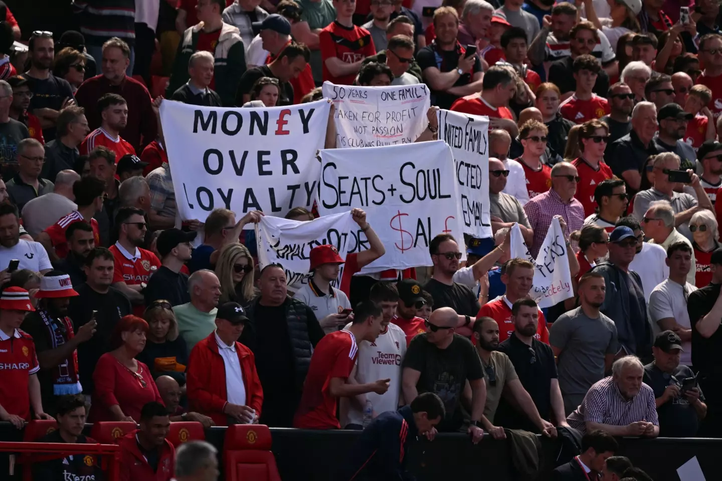 Protests at Old Trafford.