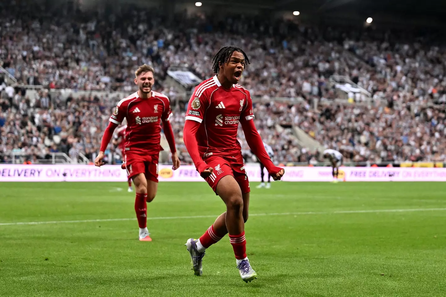 Rio Ngumoha scored the winner as Liverpool beat Newcastle United. Image: Getty