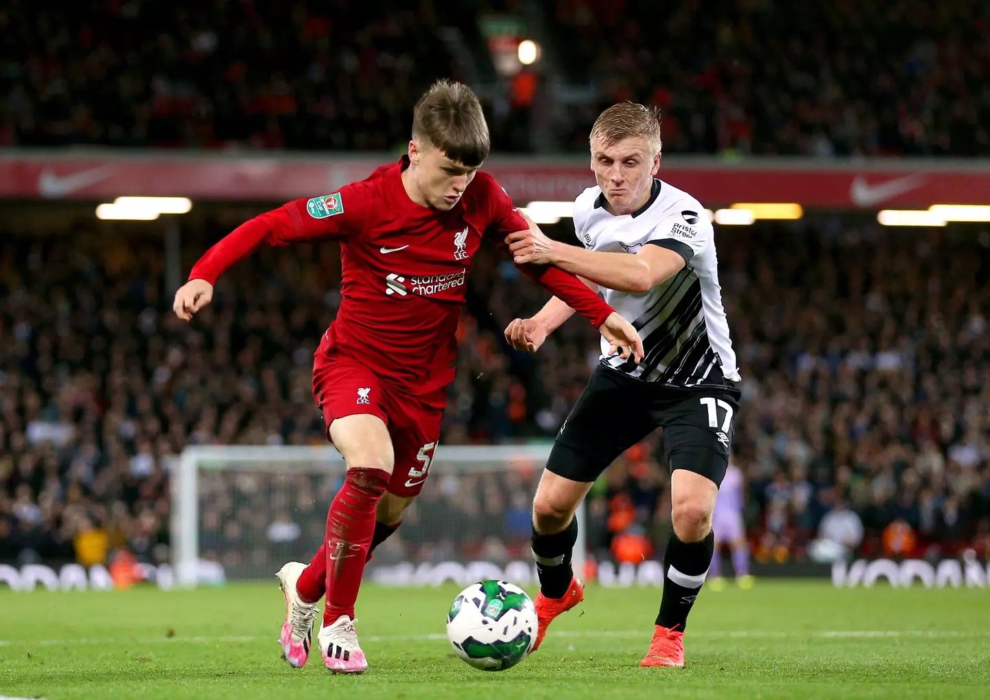 Ben Doak made his senior debut for Liverpool against Derby County (Image: Alamy)