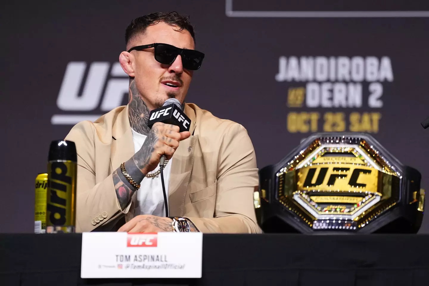 Aspinall makes his first UFC heavyweight title defence on Saturday. Image: Getty