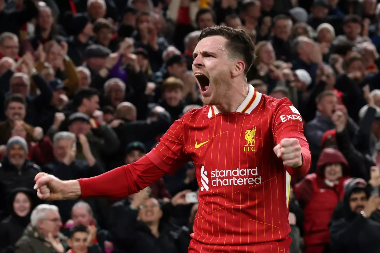 Andy Robertson celebrates. Image: Getty