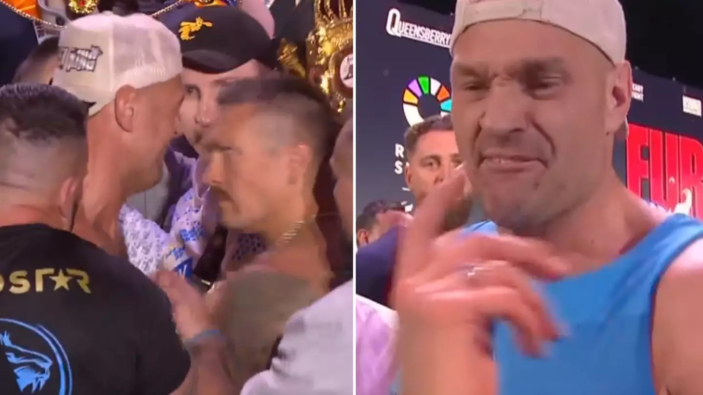 Tyson Fury storms off mid-interview after chaotic weigh-in ahead of Oleksandr Usyk fight
