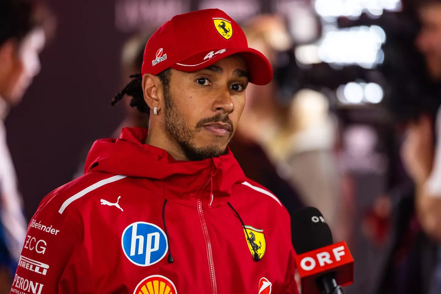 Lewis Hamilton following the 2025 Baku grand prix (credit: getty)