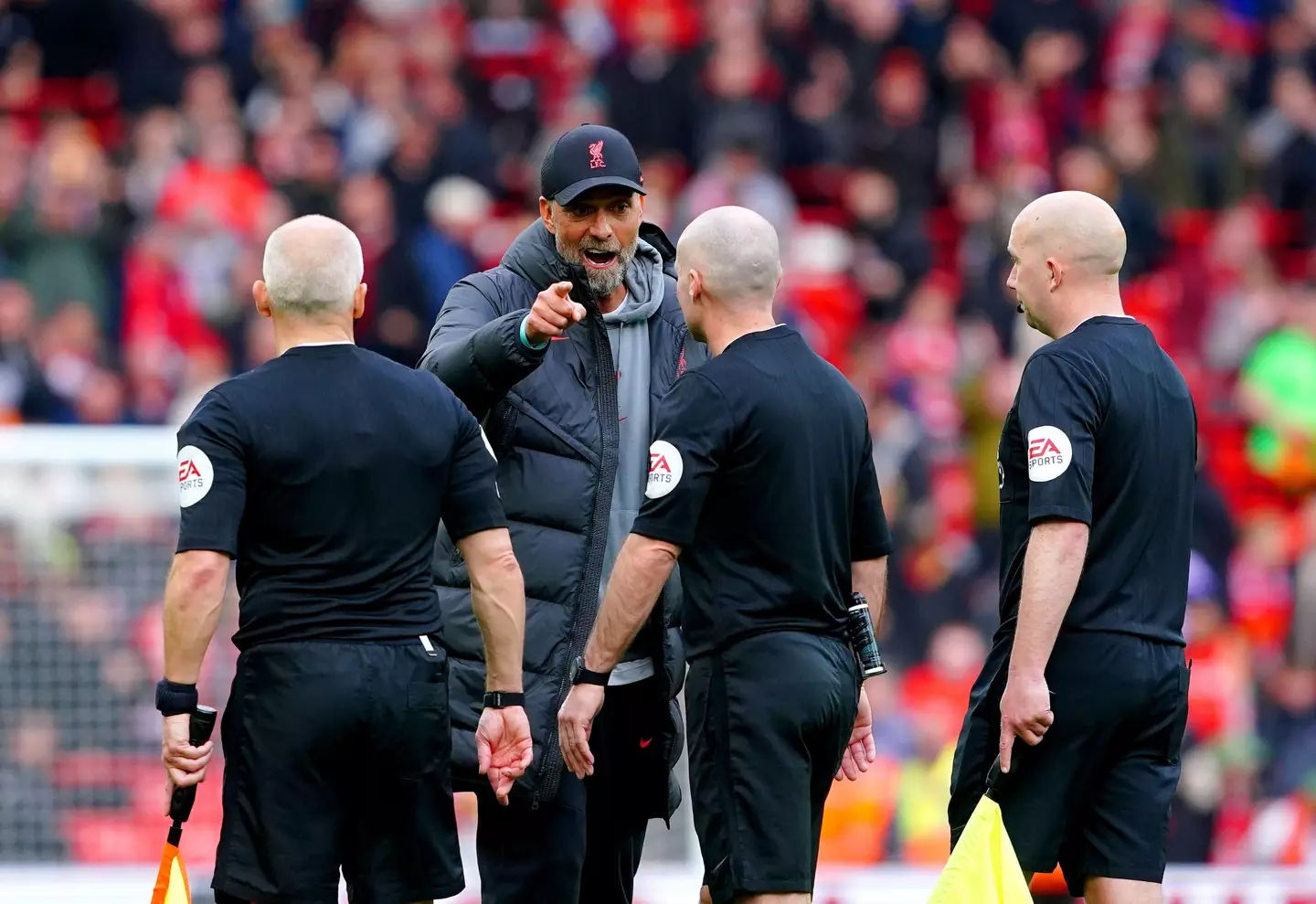 Jurgen Klopp confronts Paul Tierney at the end of the game. Image: Alamy
