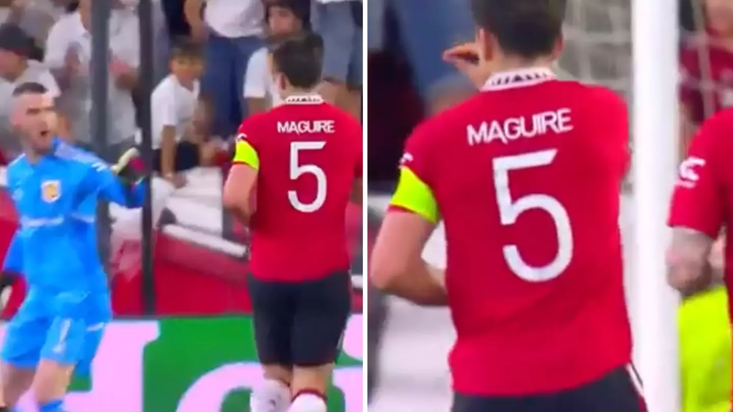 Fans spotted Harry Maguire and David de Gea's tense exchange against Sevilla