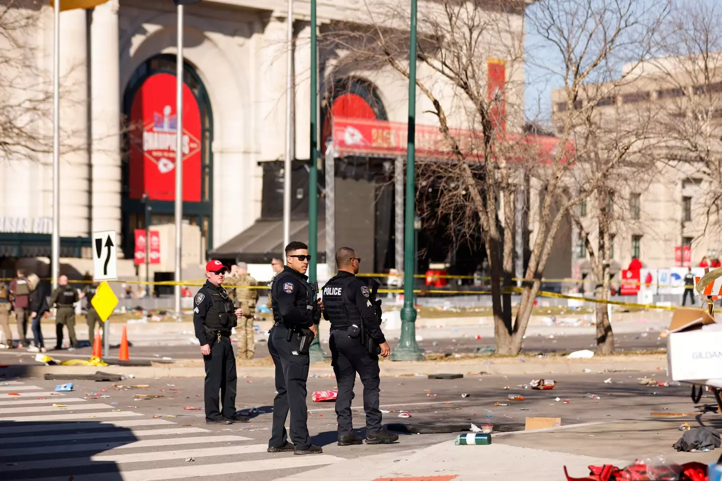 The scene after shots were fired during the parade. Image: Getty
