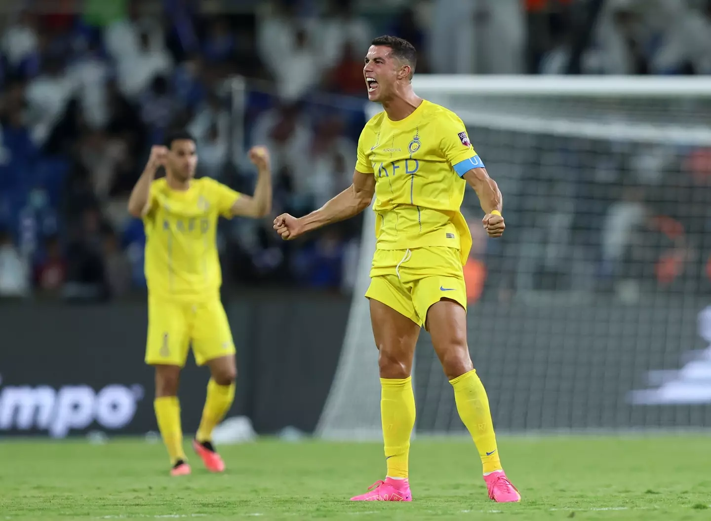 Ronaldo celebrating his second goal in the final. (