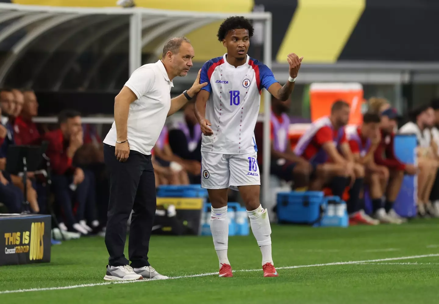 Haiti manager Sebastien Migne during their CONCACAF clash against United States. Image credit: Getty