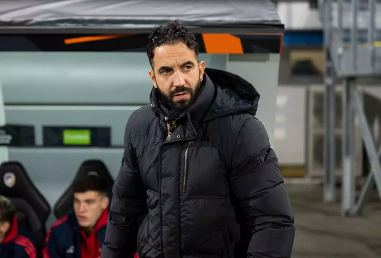 Ruben Amorim watches on during Man Utd's 2-1 Europa League win over Viktoria Plzen on Thursday (Image: Getty)