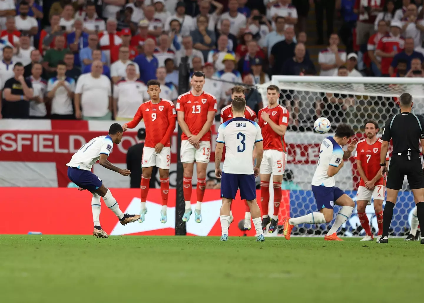 Rashford scores his free kick. Image: Alamy