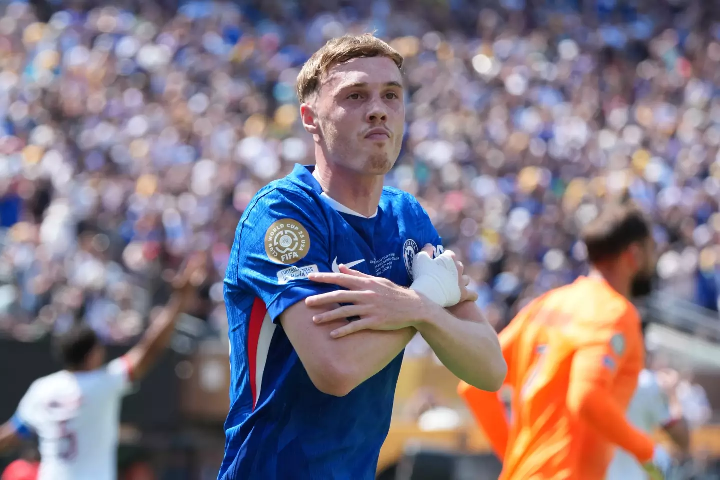 Palmer performed his iconic celebration twice against PSG. (Image: Etsuo Hara / Contributor via Getty)