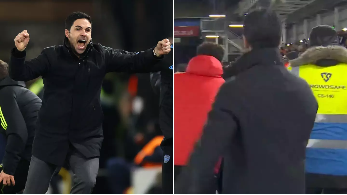 Fans make Erling Haaland comparison as Mikel Arteta receives “joke” booking in Luton celebrations