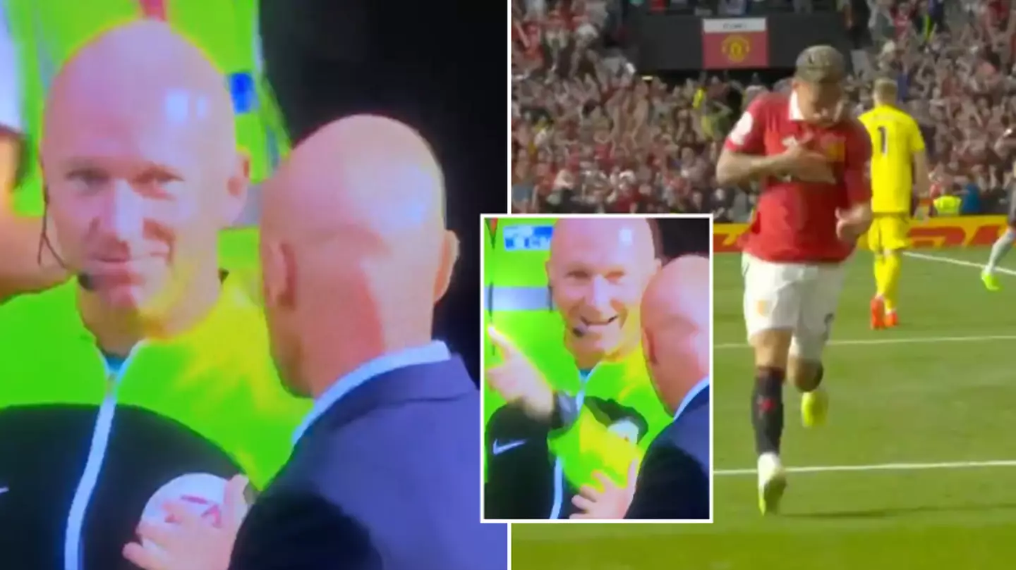 Arsenal fans have spotted the fourth official's reaction to Antony goal