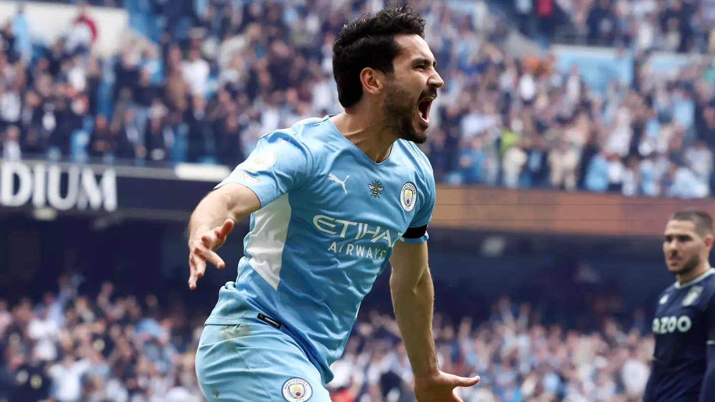 Ilkay Gundogan Goal Celebration vs Aston Villa (Image: Sportimage/Alamy)