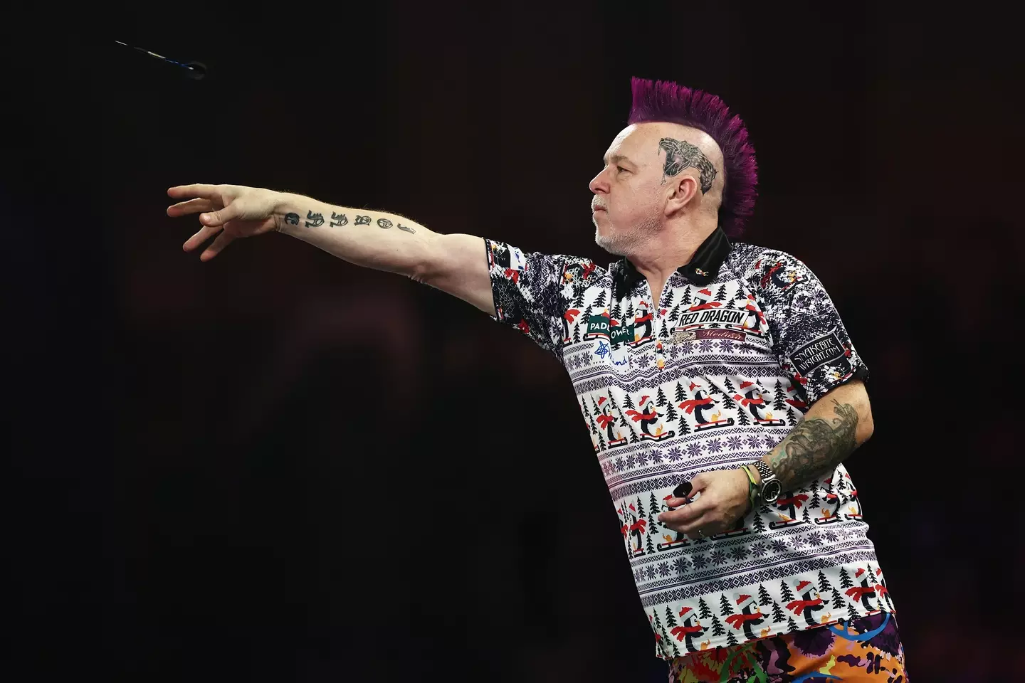 Peter Wright in action at the World Darts Championship. Image: Getty