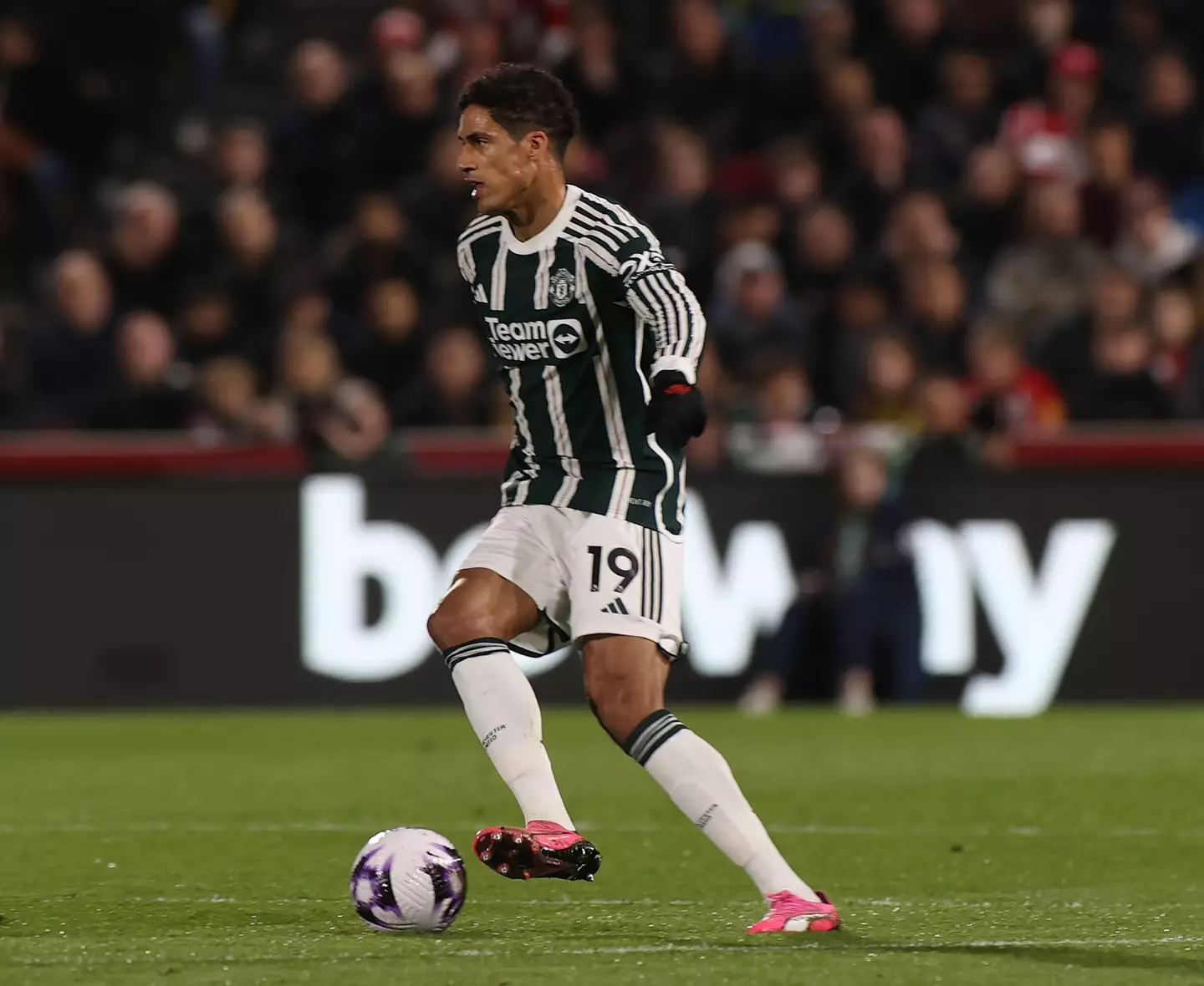 Raphael Varane in action against Brentford. Image: Getty 