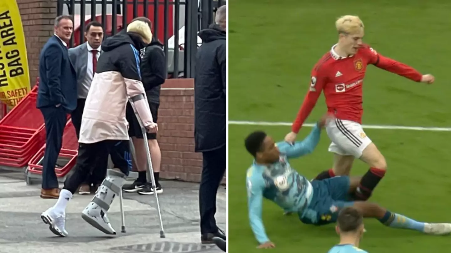 Alejandro Garnacho spotted on crutches following Manchester United draw with Southampton