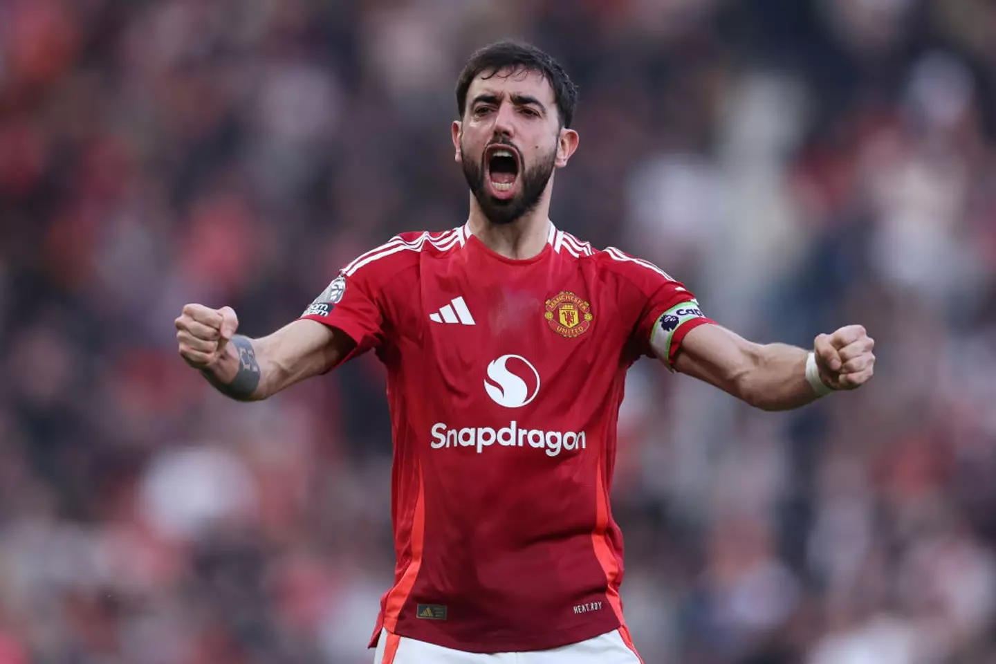 Manchester United captain Bruno Fernandes opened the scoring in the Premier League clash with Arsenal. (Image: Getty)