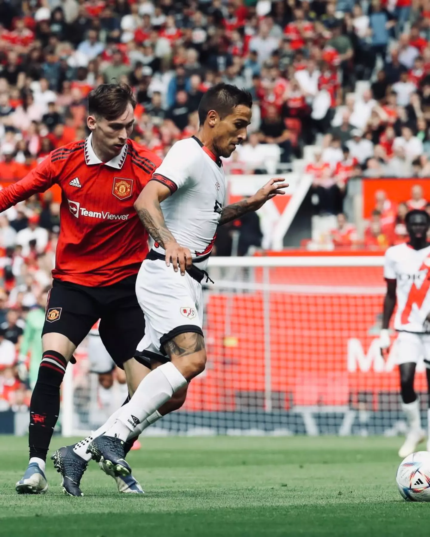 James Garner against Rayo Vallecano. (Man Utd)