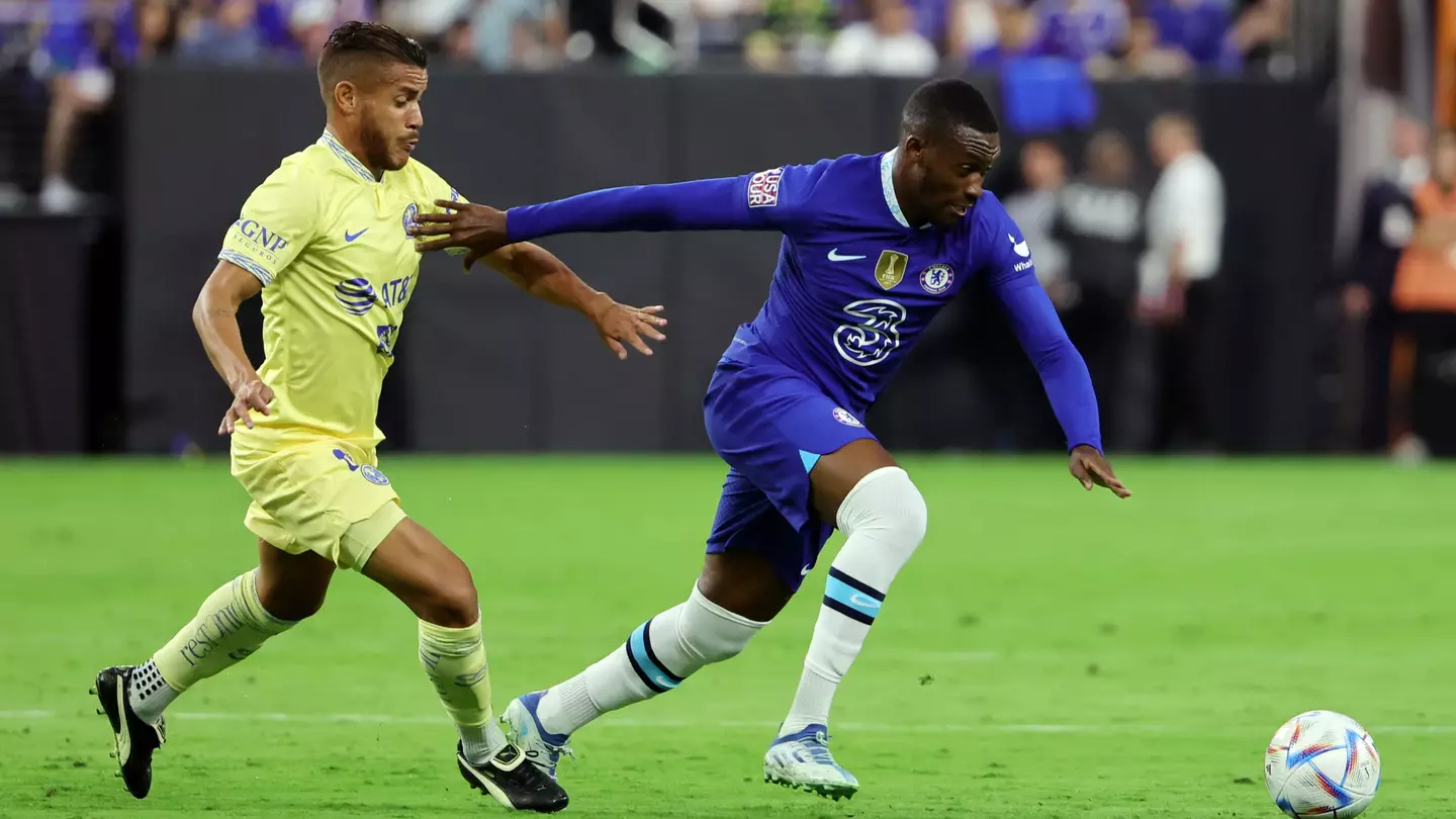 Callum Hudson-Odoi on the ball for Chelsea against Club America. (Chelsea FC)