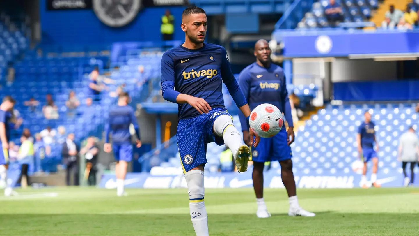 Hakim Ziyech of Chelsea warming up before the Premier League match between Chelsea and Watford at Stamford Bridge, London. (Alamy)