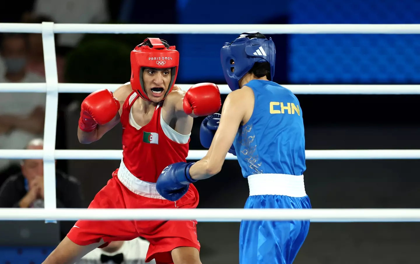Algerian Olympic boxing champion Imane Khelif in action.