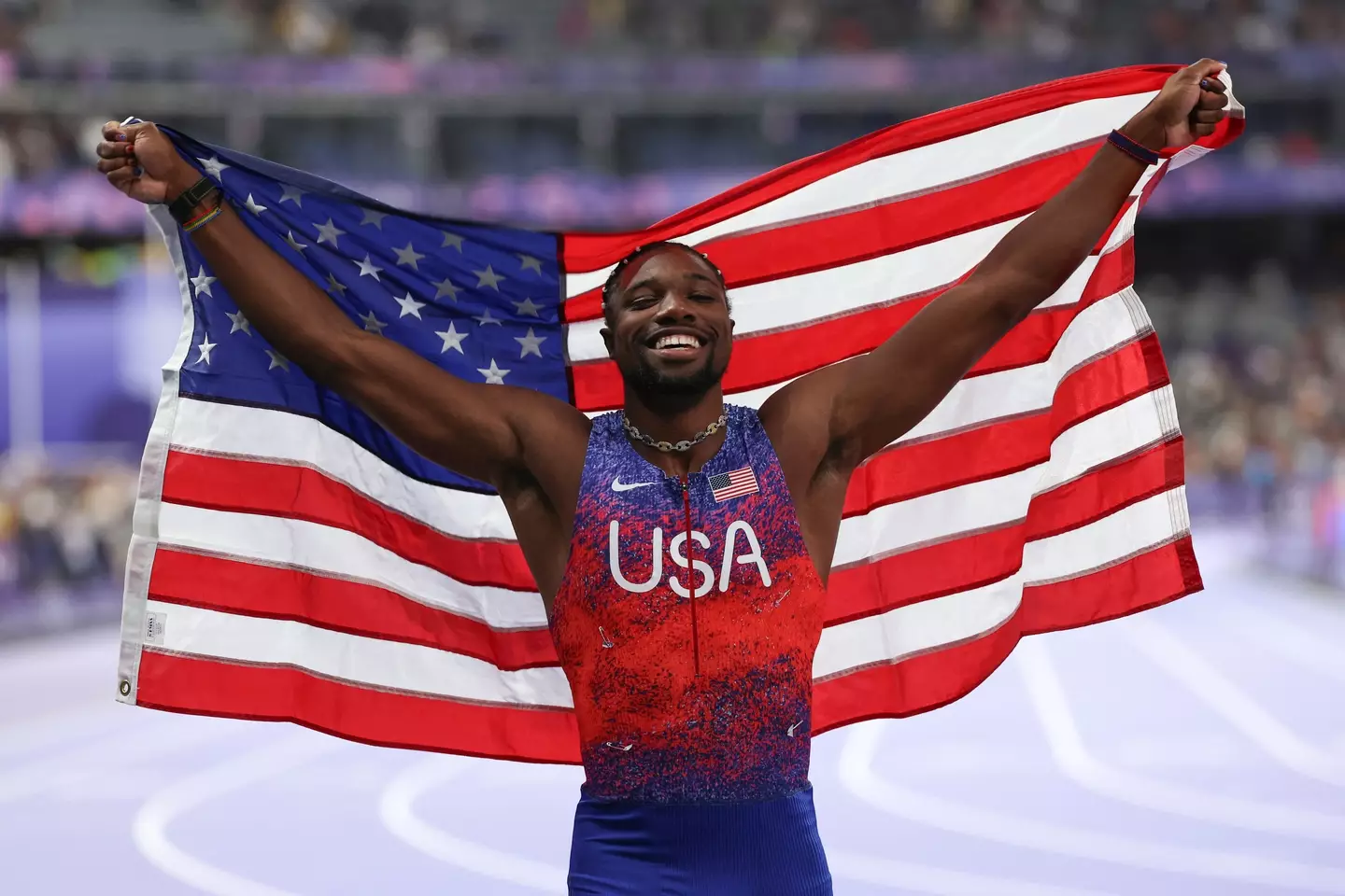 Noah Lyles won Olympic gold in Paris. Image: Hannah Peters / Staff via Getty