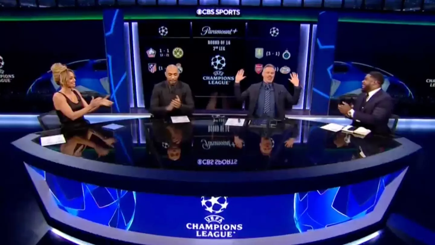 Jamie Carragher couldn't believe what he was hearing as Kate Scott 'cooks' him with the most brutal introduction in CBS history