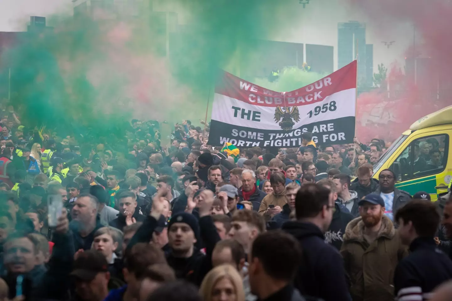 United fans protest against the Glazers. Image: PA Images