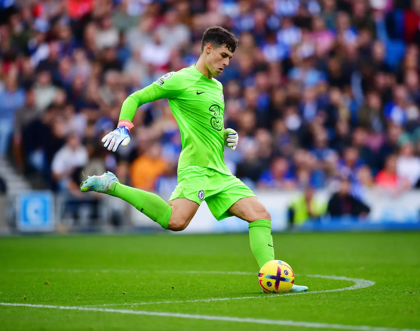 Kepa Arrizabalaga during the Premier League match between Brighton & Hove Albion and Chelsea. (Alamy)