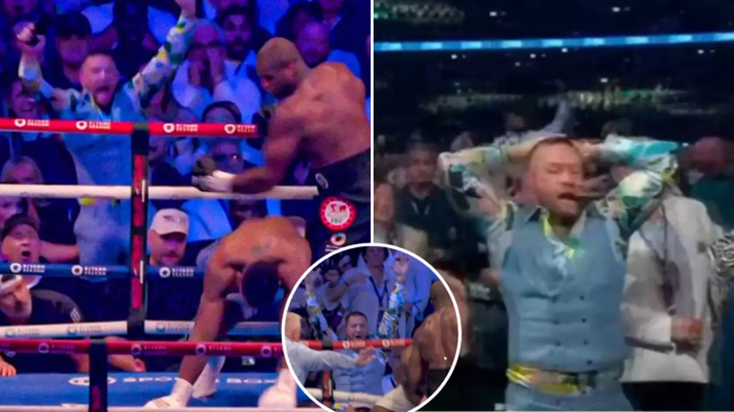 Fans spot Conor McGregor’s hilarious reaction to Anthony Joshua being knocked down by Daniel Dubois