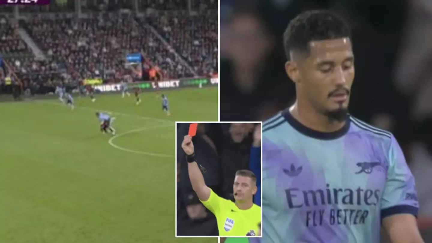William Saliba receives red card against Bournemouth that will see him miss HUGE fixture