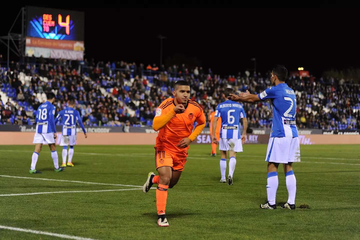 Bakkali celebrates after scoring against CD Leganes in the Copa Del Rey. Image credit: Getty 