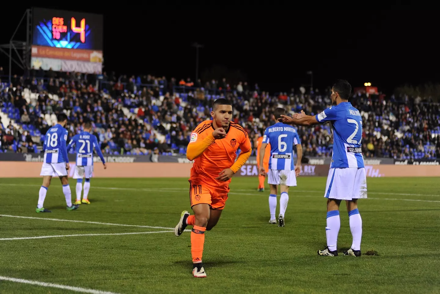 Bakkali celebrates after scoring against CD Leganes in the Copa Del Rey. Image credit: Getty