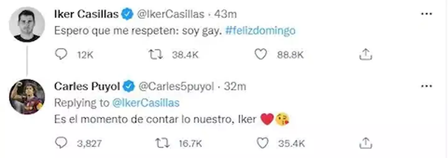 Tweets from both Iker Casillas and Carles Puyol before the two 2010 World Cup winners deleted their posts.