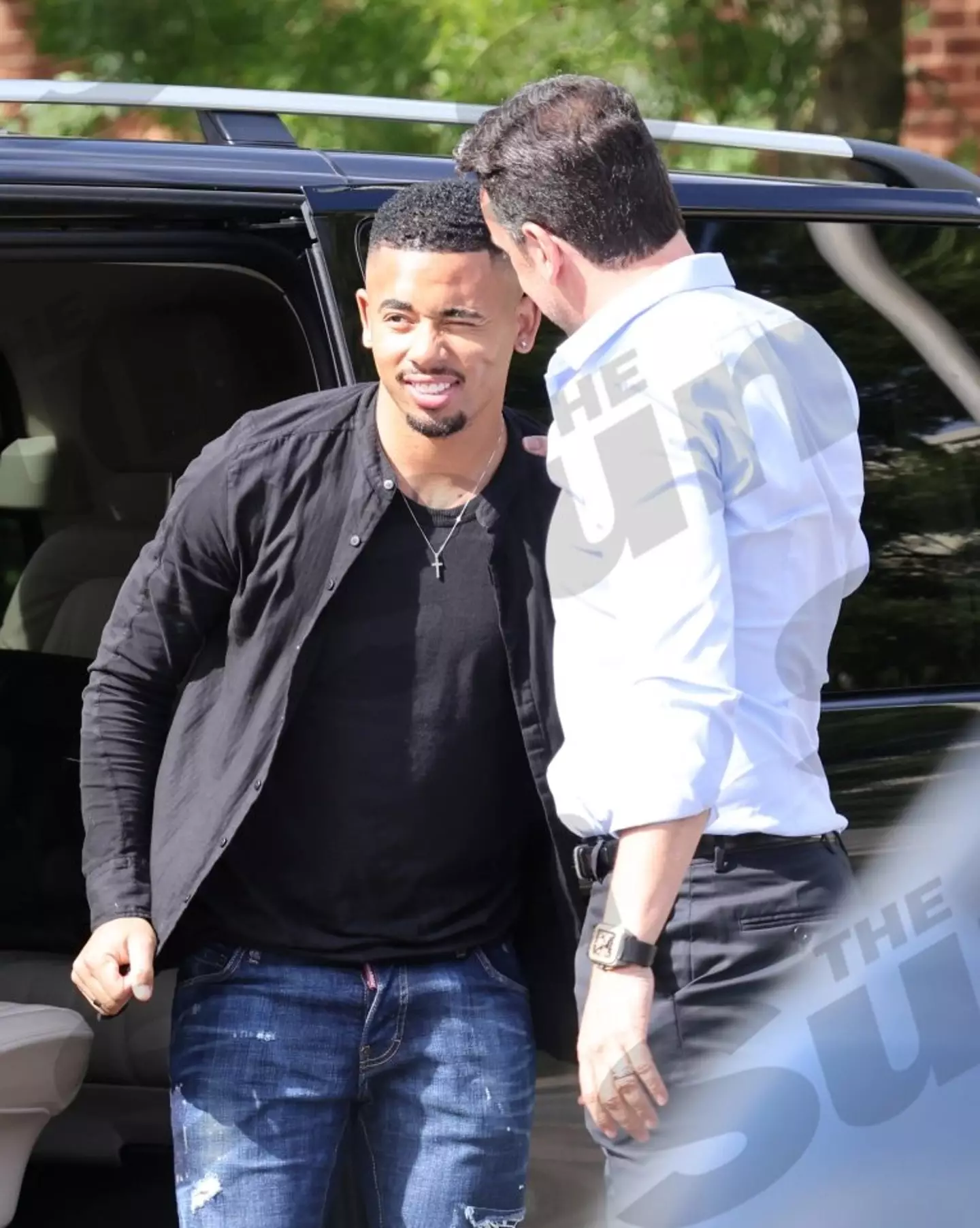 Gabriel Jesus arriving for his Arsenal medical on Monday morning (Image: ISOIMAGES LTD / The Sun)