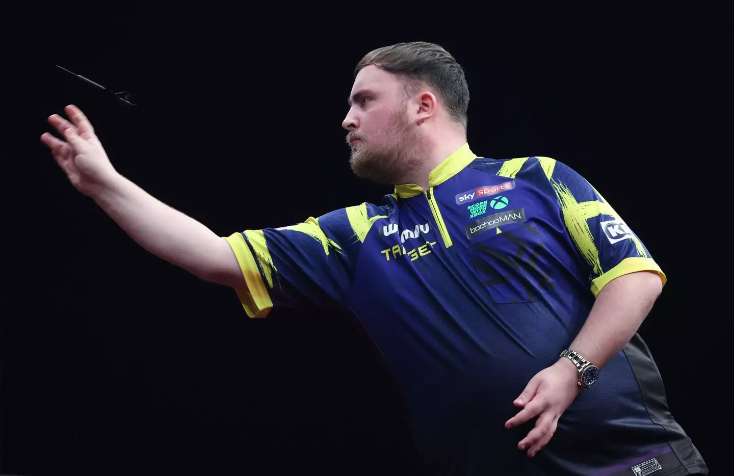 Luke Littler in action against Mike De Decker at the Winmau World Masters. Image: Getty