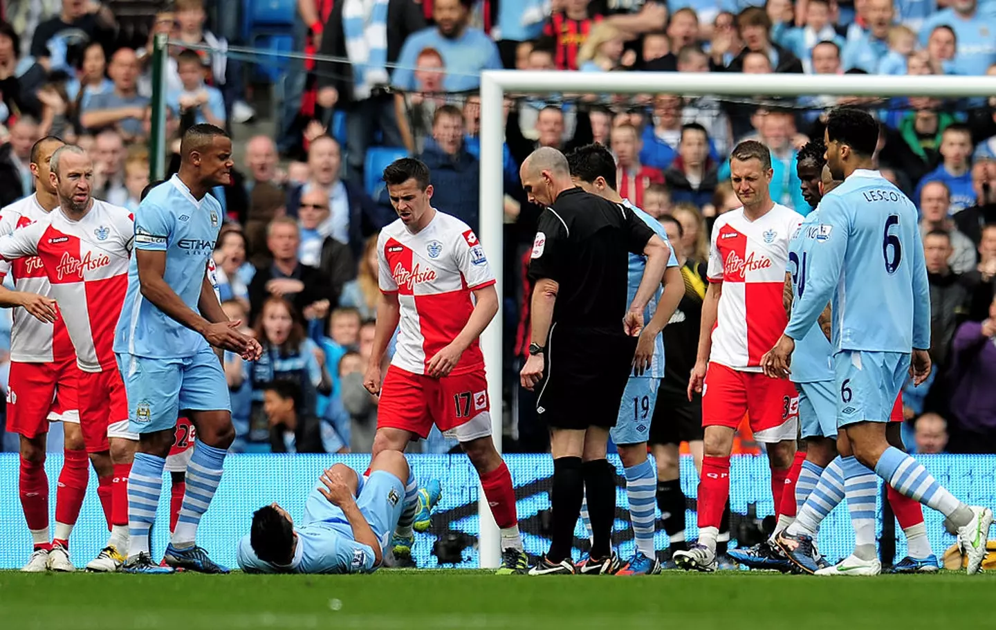 Joey Barton was sent off against Man City in 2012 (Credit:Getty)