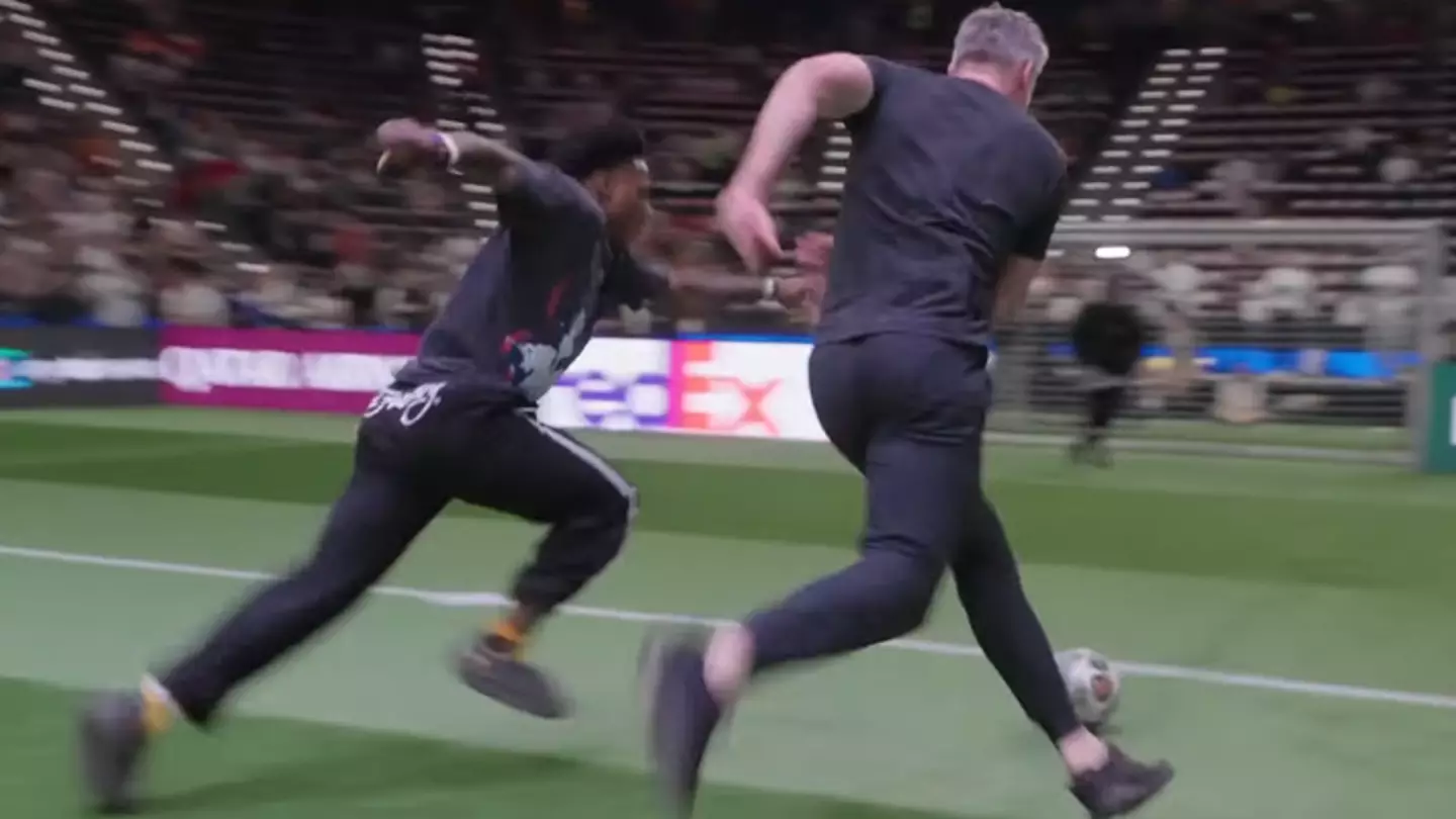 IShowSpeed challenges Jamie Carragher to 1v1 on a football pitch and things got intense quick