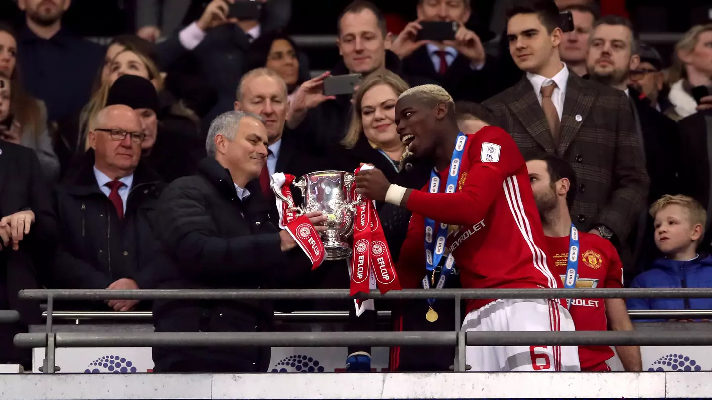 Paul Pogba and Jose Mourinho lifted three trophies together at Manchester United. (Alamy)