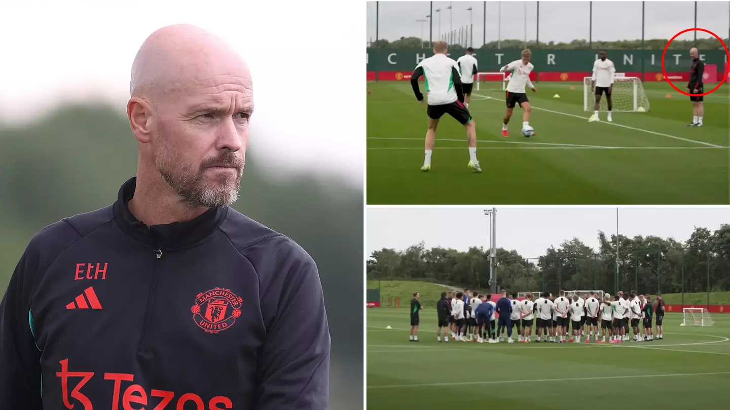 Erik ten Hag joins in training drill after watching them play 'defensive football', he fixed it immediately