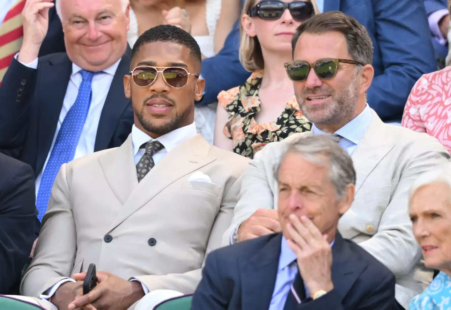 Anthony Joshua teased a football agency with Eddie Hearn. Image: Getty