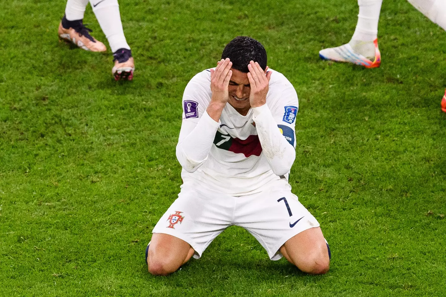 Ronaldo was not happy during the loss to Morocco. Image: Alamy